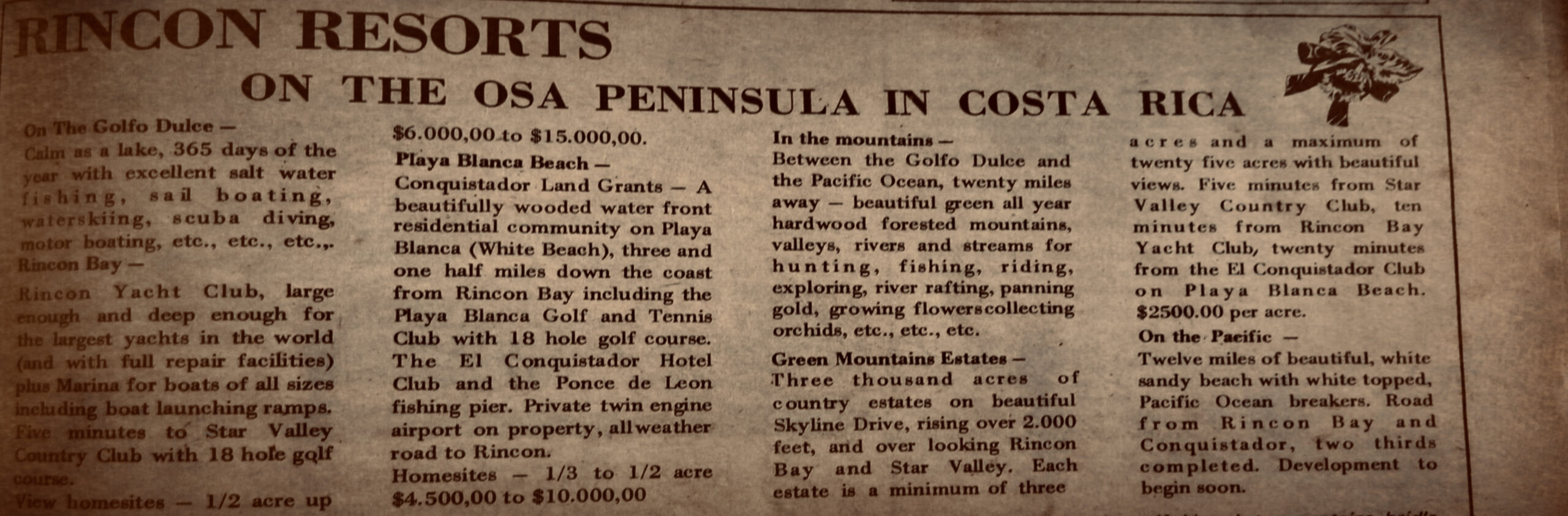 History Osa Peninsula 1970s